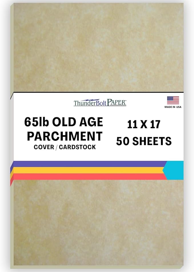 50 Old Age Parchment 65lb Cover Weight Paper 11 X 17 Inches Cardstock Colored Sheets Tabloid|Ledger Size -Printable Old Parchment Look