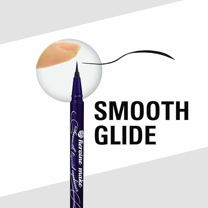 Heroine Make by KISSME Cat Eye Liner for Long Lasting Wear, SMOOTH Liquid Eyeliner Pen with Ultra-Fine 0.1mm Tip, Waterproof Eyeliner for Sensitive Skin, Made in Japan, Jet Black, 3EA