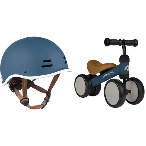 Retrospec Remi Kids' Bike Helmet for Youth Boys & Girls- Bicycle Helmet with Built-in Visor & Cricket Baby Walker Balance Bike,5.75 inches, with 4 Wheels for Ages 12-24 Months