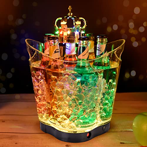 LED Ice Bucket - Portable Colorful Gradient Ice Bucket 6 Liter,Great for Home Bar, Chilling Beer, Champagne and Wine (Four...