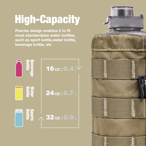 TSPRO Tactical MOLLE Water Bottle Pouch, Durable, Universal Water Bottle Holder Fit for 16-32 oz Bottles - Outdoor, Hikin...