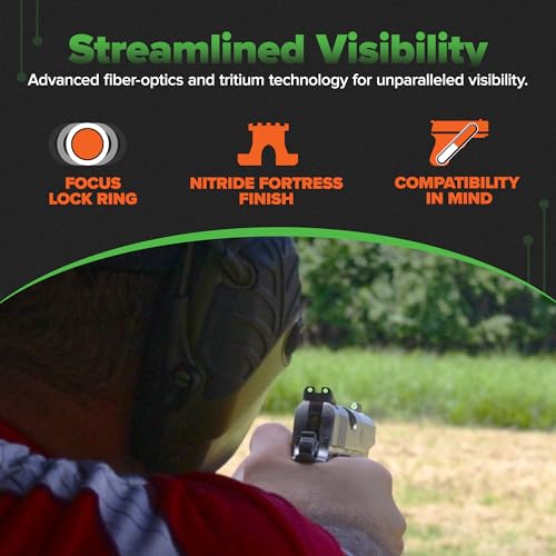 TRUGLO Tritium Handgun Sight | High-Visible Front & Rear Night Sights with Daylight White Dots & Low-Light Tritium Dots, Compatible with Glock Handguns