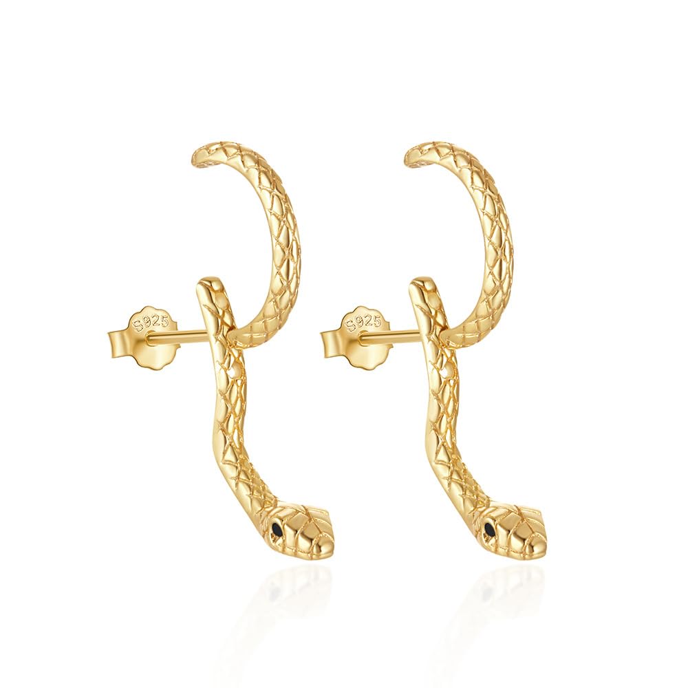 Gold Snake Earrings for Women Silver Snake Dangle Earrings Black Snake Drop Earrings Snake Jewelry Halloween Goth Earrings Punk Snake Accessories Gothic Earrings Sperppent Edgy Grunge Earrings (Style B - Gold)