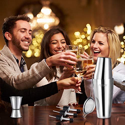 Perjoy Cocktail Shaker Set, 16 Piece Bartender Kit, Cocktail Shaker, Stainless Steel Bar Set Accessories, Coktail Set, Bos...