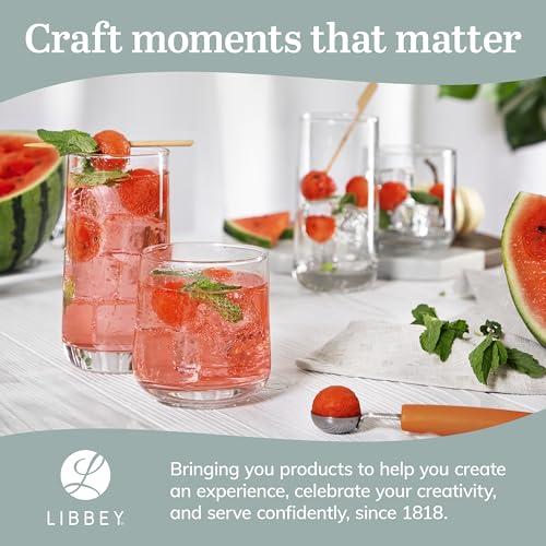 Libbey Ascent Tumbler and Rocks Drinking Glasses Set of 16, Glass Drinking Glasses with Curvature, Versatile Glassware Set...