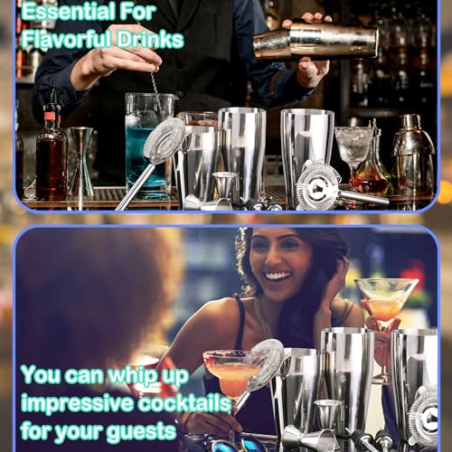 FoldTier 15 Pcs Cocktail Shaker Set Bartender Kit Boston Shaker Professional Bar Gifts with 18oz and 28oz Stainless Steel ...