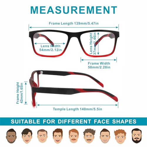 acavefox 4 Pack 1.75 Reading Glasses Men Readers Computer Blue Light Blocking Fashion and Comfortable Spring Hinge Eyeglasses