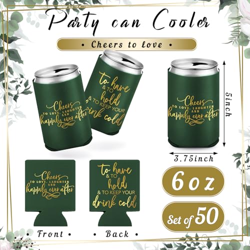 Qinyoung 50 Pieces Wedding Can Cooler Bulk Engagement Party Favors for Guests Cheers to Love Laughter and Happily Ever Aft...