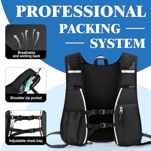 MIAOJIE Hydration Backpack with 2L Water Bladder Bag, Lightweight and Breathable Running Vest for Men, Adjustable Chest St...