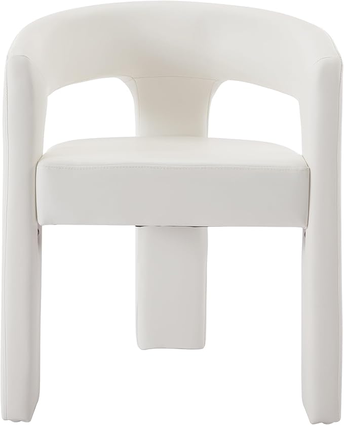 DAYALANE Modern Barrel Dining Chair, Upholstered Faux Leather Accent Kitchen Chair with Arms Comfy Side Chair for Living Room/Home Office/Reception, Pu White