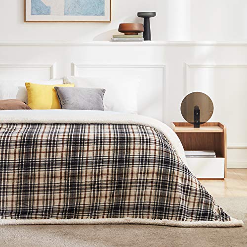 Touchat Sherpa Plaid Throw Blanket, 60" X 70"Fuzzy Fluffy Cozy Soft Blanket, Fleece Flannel Plush Twin Size Microfiber Bla...