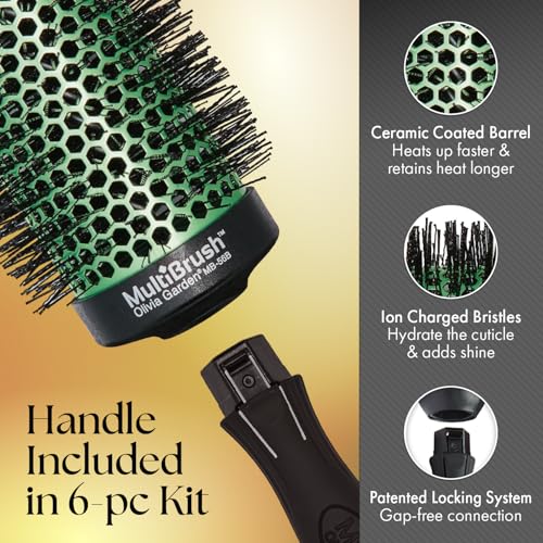 Olivia Garden MultiBrush - Non-Electrical Detachable Thermal Brush with Ceramic Barrel