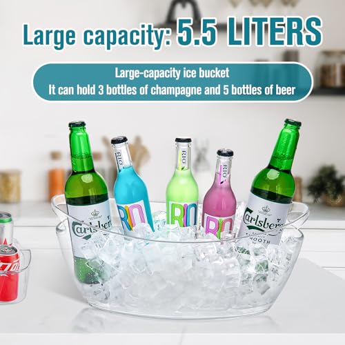 Ice Buckets for Parties, 2 PCS Ice Bucket for Cocktail Bar, 5.5L Drink Buckets for Parties, Wine Cooler, Champagne, Cockta...