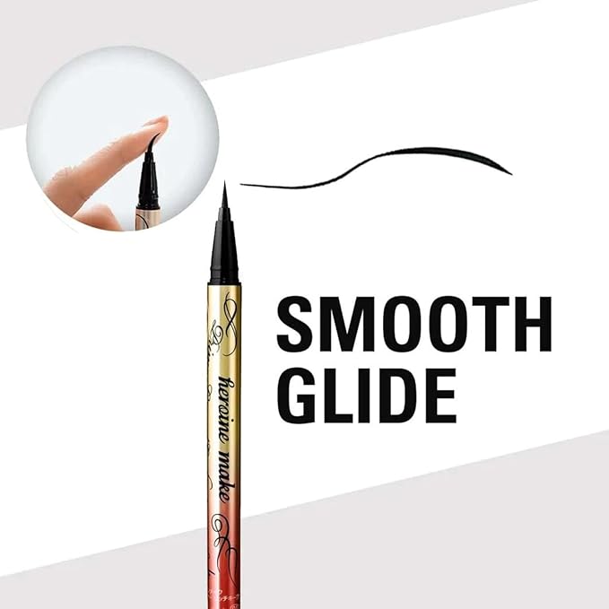 Heroine Make by KISSME Liquid Eyeliner Pen for Intense Color & Ultra-Fine 0.1mm Tip, Waterproof Eyeliner with Organic Beauty Serum, Cat Eye Liner for Long Lasting Eyelines, Brown Black, 1 EA, PRIME