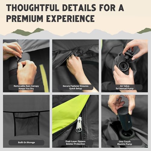 CloudCamp Inflatable Tents for Camping- 6 People Waterproof Oxford Fabric(210D), Quick Setup Air Tent with Manual & Batter...