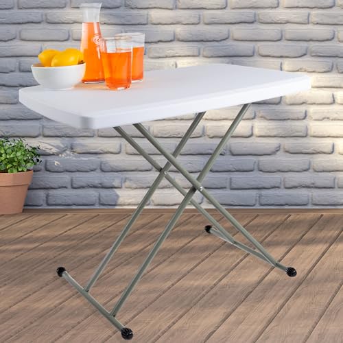 Everyday Home Folding Table with Adjustable Height - Lightweight Portable Folding Desk - Small Plastic Table for Camping, ...