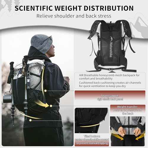 Naturehike Hiking Backpack, 30+5L Travel Backpack with Macromolecule Fabric, Hiking Daypack with AIR Backpack System for Women Men