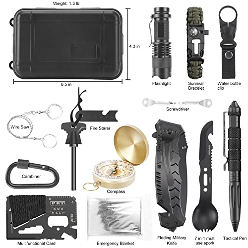 Gifts for Men Christmas Survival Kits, 16 Pcs Survival Gear and Equipment, Christmas Stocking Stuffers for Camping Outdoor...