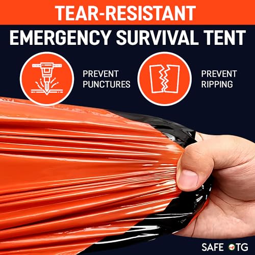 Emergency Survival Tent Life Shelter 2 Person Mylar Tube Tents Tarp with Whistle & Paracord Year-Round All Weather Protect...