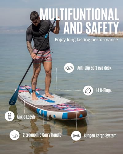 ZLX 10'6" Inflatable Stand Up Paddle Board with 50PSI Electric Paddle Board Pump