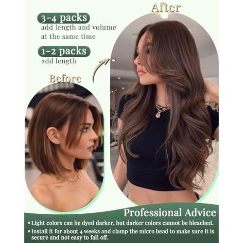 Ugeat Micro Ring Hair Extensions for Long Length 24 Inch Platinum Blonde Micro Beads Real Human Hair Extensions Flexible Microloop for Natural Looking 50S 50S