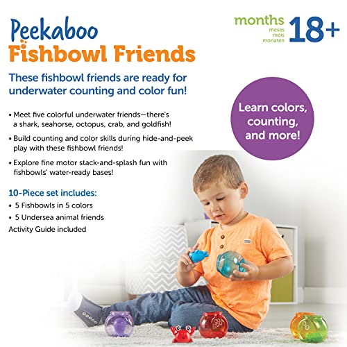 Learning Resources Peekaboo Fishbowl Friends - Counting and Fine Motor Skills, Water and Bathtub Toys, Toddler Games, Pres...