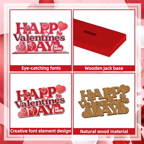 Valentines Day Table Decorations for Home Wood Decor 11.8x6.5inch Red Happy Valentines Day Centerpieces for Table Red Lip ...
