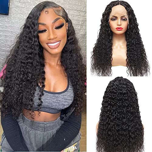 Real Human Hair Closure Wig - 4x4 Curly Wig for Black Women, 26Inch Lace Front, Glueless, Pre Plucked with Baby Hair, 150% Density, Natural Color