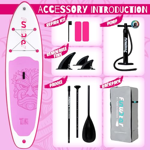 FunWater Inflatable Ultra-Light Stand Up Paddle Board for All Skill Levels with Premium SUP Paddleboard Accessories,Non-Sl...