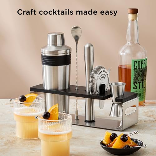 Rabbit Classic Bar Tool Set – 6-Piece Stainless Steel Cocktail Shaker & Barware Kit with Stand – Premium Home Bar Tools fo...