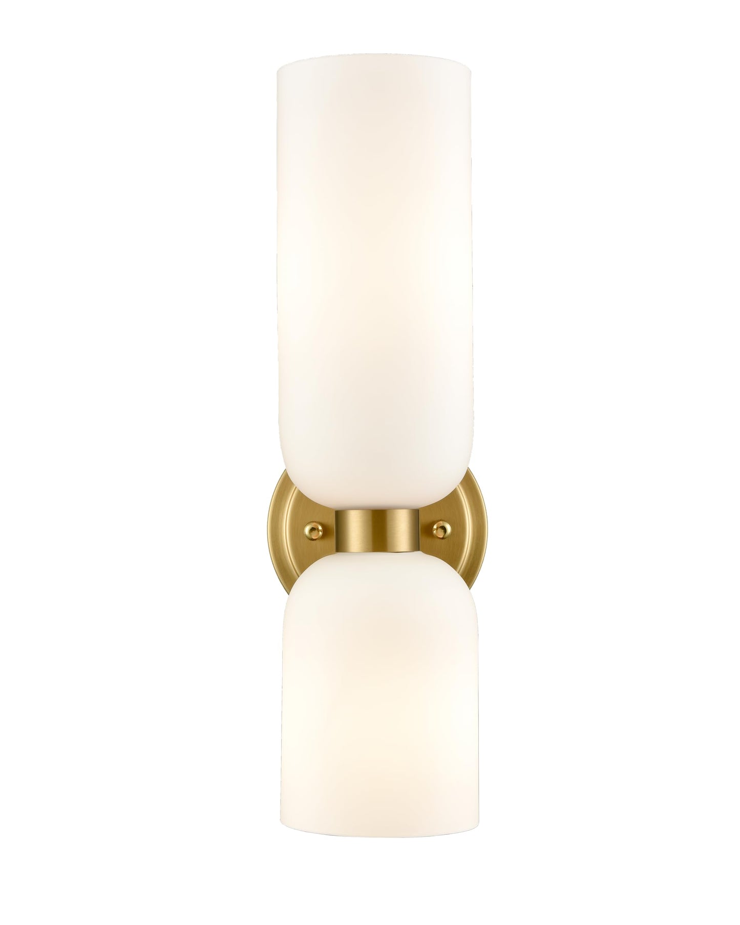 DEYNITE Gold Wall Sconces Set of Two 2-Light Modern Wall Light 3.93"(W)*14.2"(H) Bathroom Vanity Light Milky White Glass