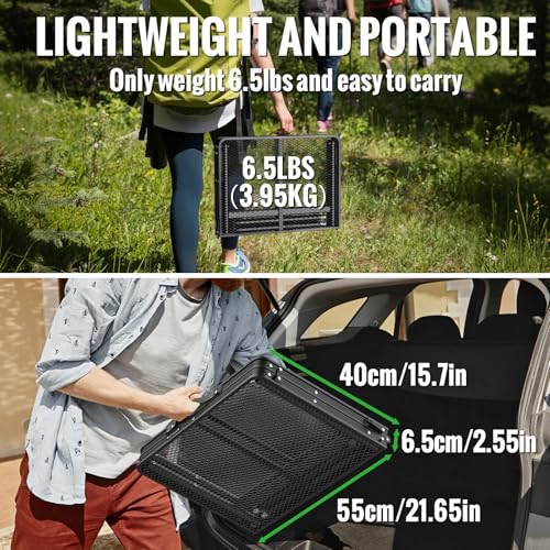 GARLLEN Folding Grill Table, 2-Height Adjustable Folding Camping Table with Heat-Resistant Wider Tabletop, Portable Alumin...