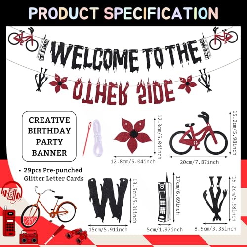 Glitter Welcome to the Other Side Banner for Birthday Party Decorations Upside Down Banner Stranger Party Decorations for ...
