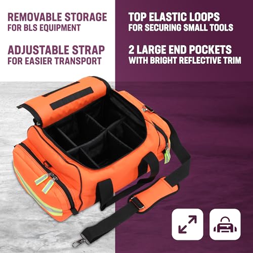 Kemp USA Maxi Trauma Bag - Large First Aid Kit for EMT First Responders - Water Resistant 600D Nylon - Buckle Closure with...