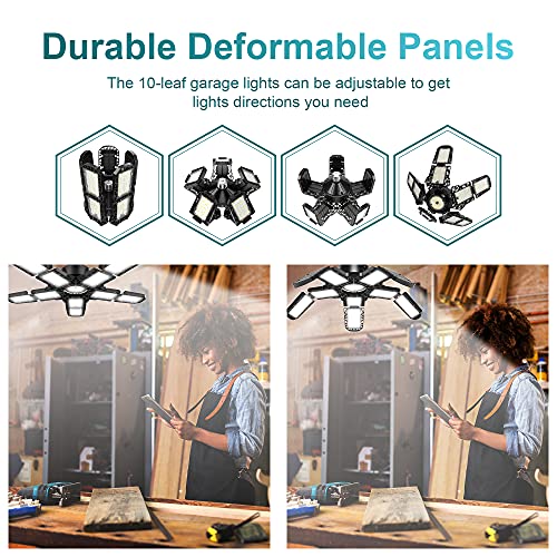 Nexillumi 2-Pack Led Garage Light 180W, 36000LM Garage Lights Ceiling LED with E26/E27 Medium Base, 6000K Deformable LED S...