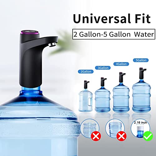 BIMVER Water Dispenser for 5 Gallon Bottle, 600ml Quantitative Water Pump,2 Colors Power Light,Portable USB Charging Elect...