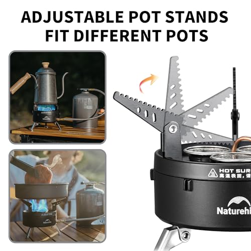 Naturehike Camping Gas Stove for IGT Table, Portable Isobutane Stove with Storage Bag & Foldable Brackets, 3 Burners Camp ...
