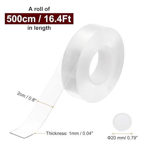 PATIKIL Double Sided Tape Heavy Duty, Transparent Nano Adhesive Mounting Tape for Picture Hanging Walls Decor, 1 Roll 5mx20mmx1mm Strip & 100 Pcs 8mmx1mm Circle