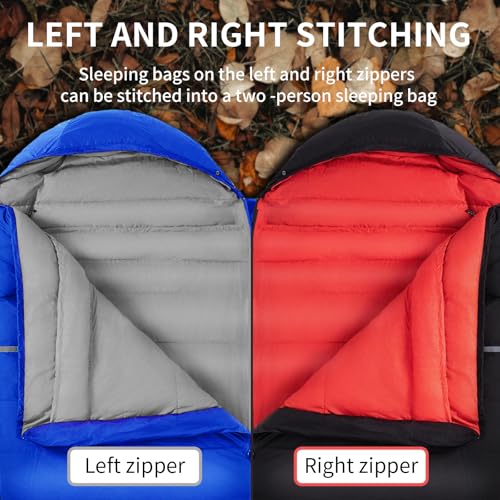 QEZER Down Sleeping Bag for Adults, 600 Fill Power, Ultralight & Compact with Compression Sack for Backpacking, Camping, H...