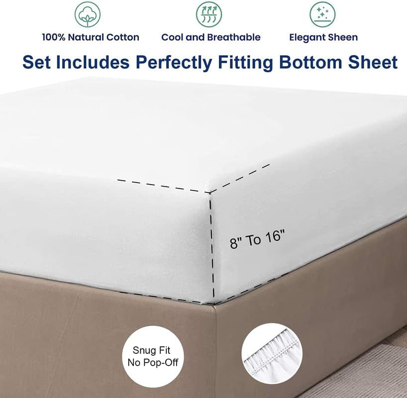 RV Camper King Sheet Set (72x80) - 100% Egyptian Cotton, Soft & Cooling, 16" Deep Pocket Fitted Sheet, Luxury Hotel Qualit...