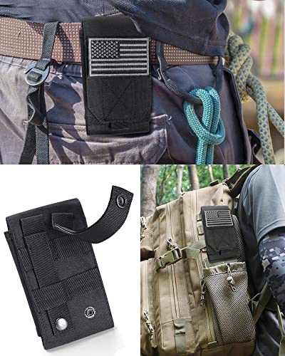 Heyqie Black Tactical Molle Cellphone Pouch Case,Heavy Duty Waterproof Phone Holster Bag for iPhone 14 15 16 Pro Max for S...