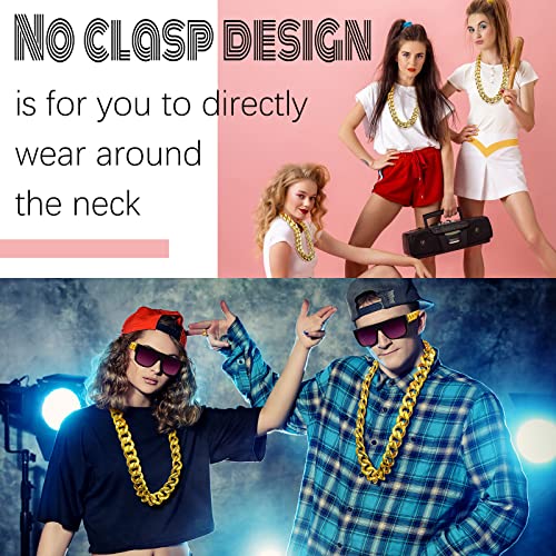 Jexine 12 Pcs Halloween Costume Rapper Chain, Hip Hop Chain Bulk Fake Necklace for Cosplay Men Women 80s 90s Punk, 32 Inch