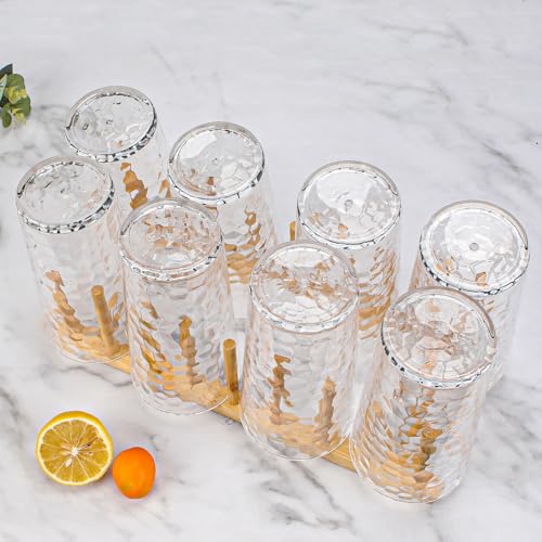 AKMQYM BPA-Free Plastic Tumblers 8 Pack (8x22oz) | Reusable Dishwasher Safe | Stackable Shatterproof Cups | Plastic Drinkw...