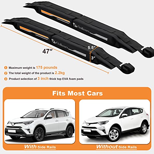 Golkcurx Universal Soft Roof Rack Pads for Kayak,Surfboard, SUP, Canoe, Snowboard with15FT Tie-Down Straps*2 and Storage B...