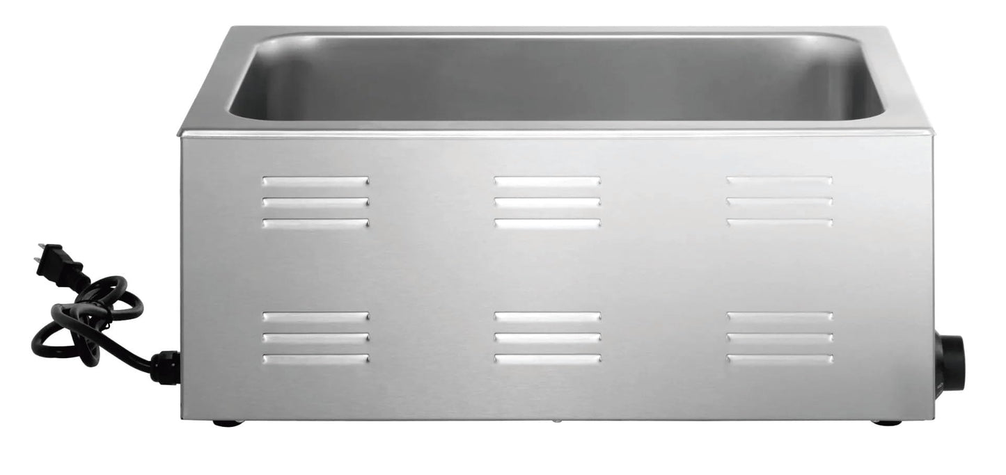 Kratos Commercial Electric Countertop Food Warmer/Cooker with Two Half Size Hotel Pans and Slotted Lids, 120V, 1500 Watts, Stainless Steel Portable Food Warmer with Pans