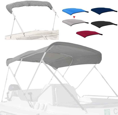 Seapisode 3 Bow Bimini Top Replacement Cover，600D Marine Grade Polyester Waterproof Sun Shade Boat Canopy，Easy Install Zipper Sleeves Boat Awning/Without Frame,Gray 6'L 54"-60" W