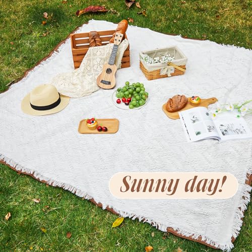 VitalCozy Waterproof Picnic Blankets Outdoor Blanket Foldable 2 in 1 Double Layer Sandproof Beach Mat with Carry Strap for...