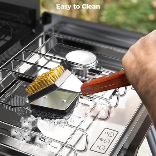 CAMPLUX 2 Burners & 1 Grill Propane Camping Stove, 15,000 BTU Portable Outdoor Propane Camping Grill Burner with Free Stan...