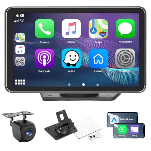 Carplay Screen for Car with Apple CarPlay/Android Auto, 7" Wireless Car Stereo, Portable Touchscreen Car Radio with Blueto...