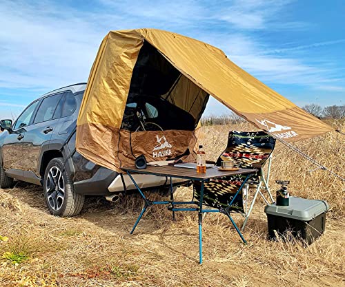 Poles Included Tailgate Shade Awning Tent for Car Camping Road Trip Essentials Small to Midsize SUV Waterproof 3000MM UPF ...